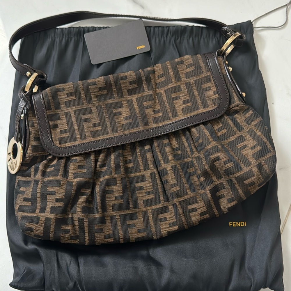 Fendi 2006 Borsa Chef Media Zucca/Viti/Tabacco+Moro w/ dust cover